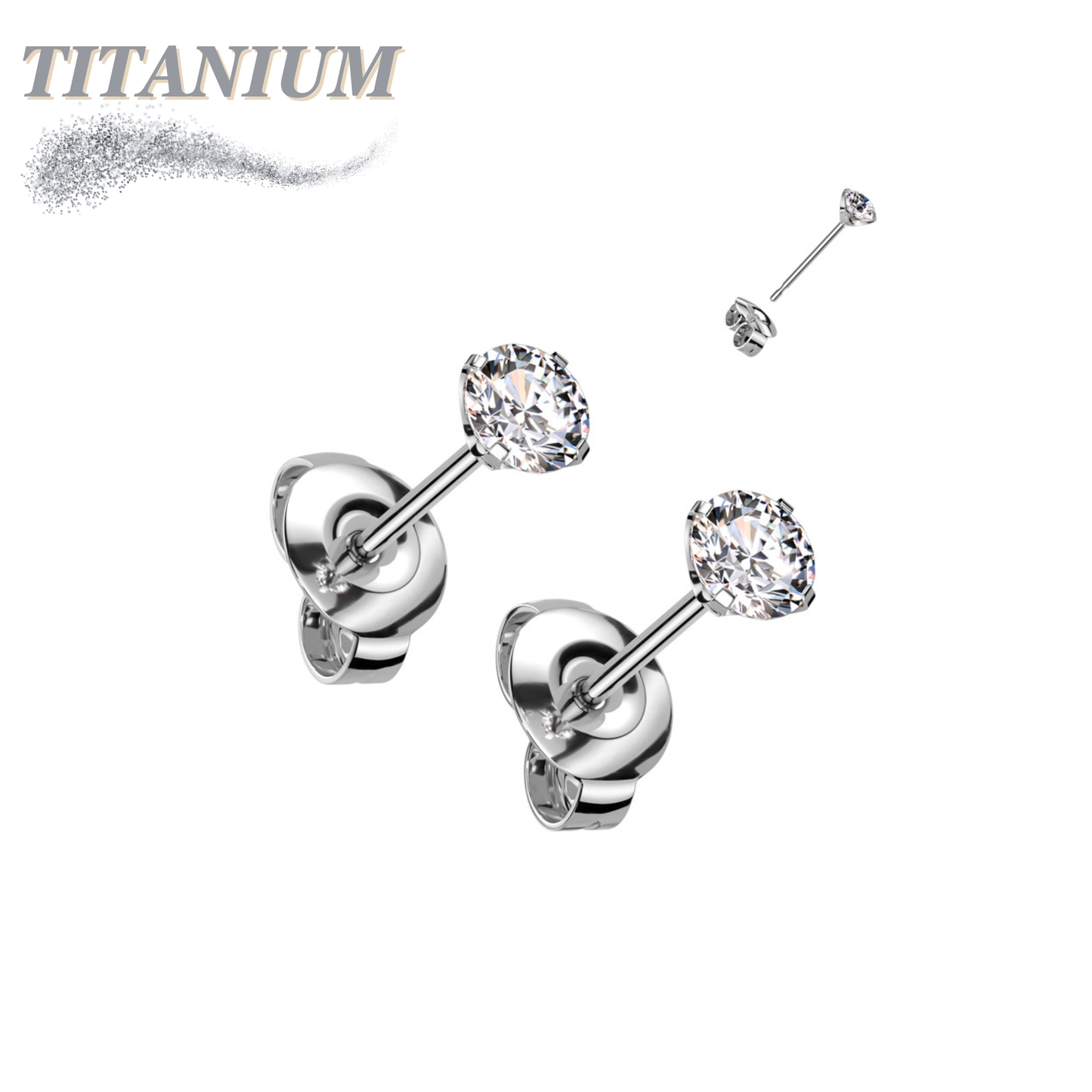 Titanium CZ Press Cut Martini Set CZ Earrings (steel backings)