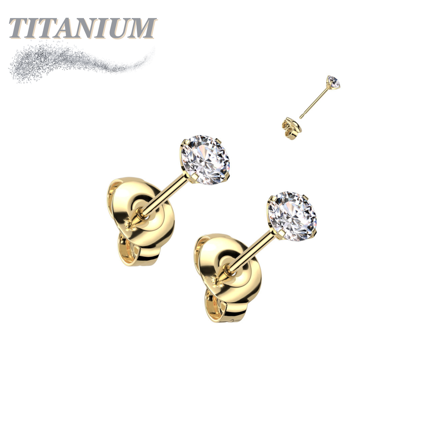 Titanium CZ Press Cut Martini Set CZ Earrings (steel backings)
