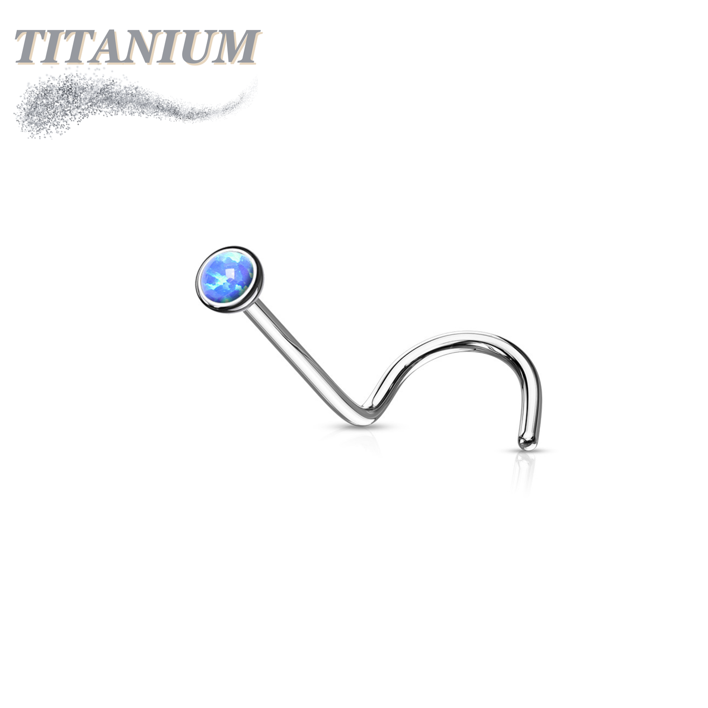 Titanium Bezel Set Opal Ball Nostril Screw