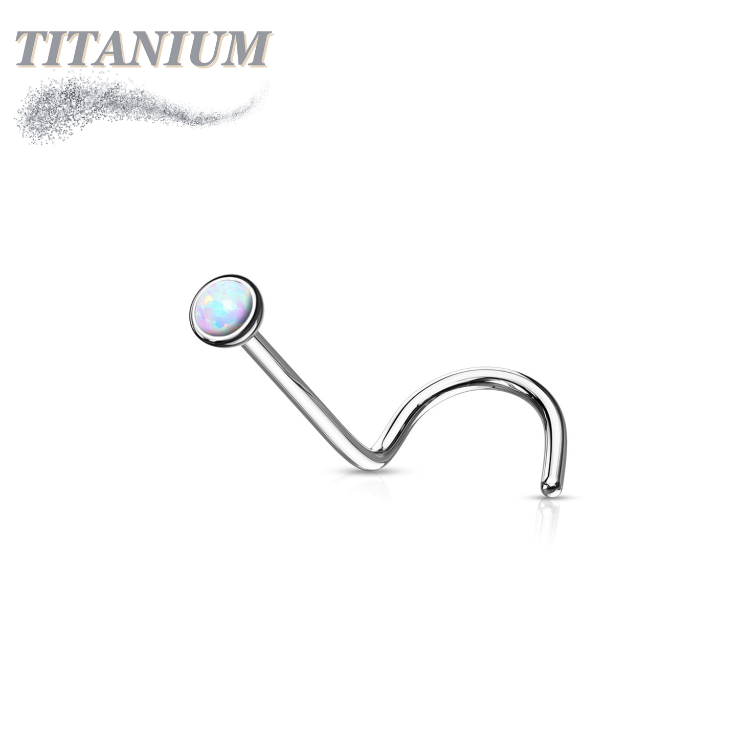 Titanium Bezel Set Opal Ball Nostril Screw