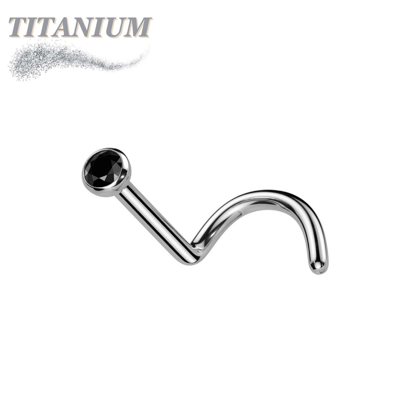 Titanium Nostril Corkscrew with Press Fit Gem Ball Top