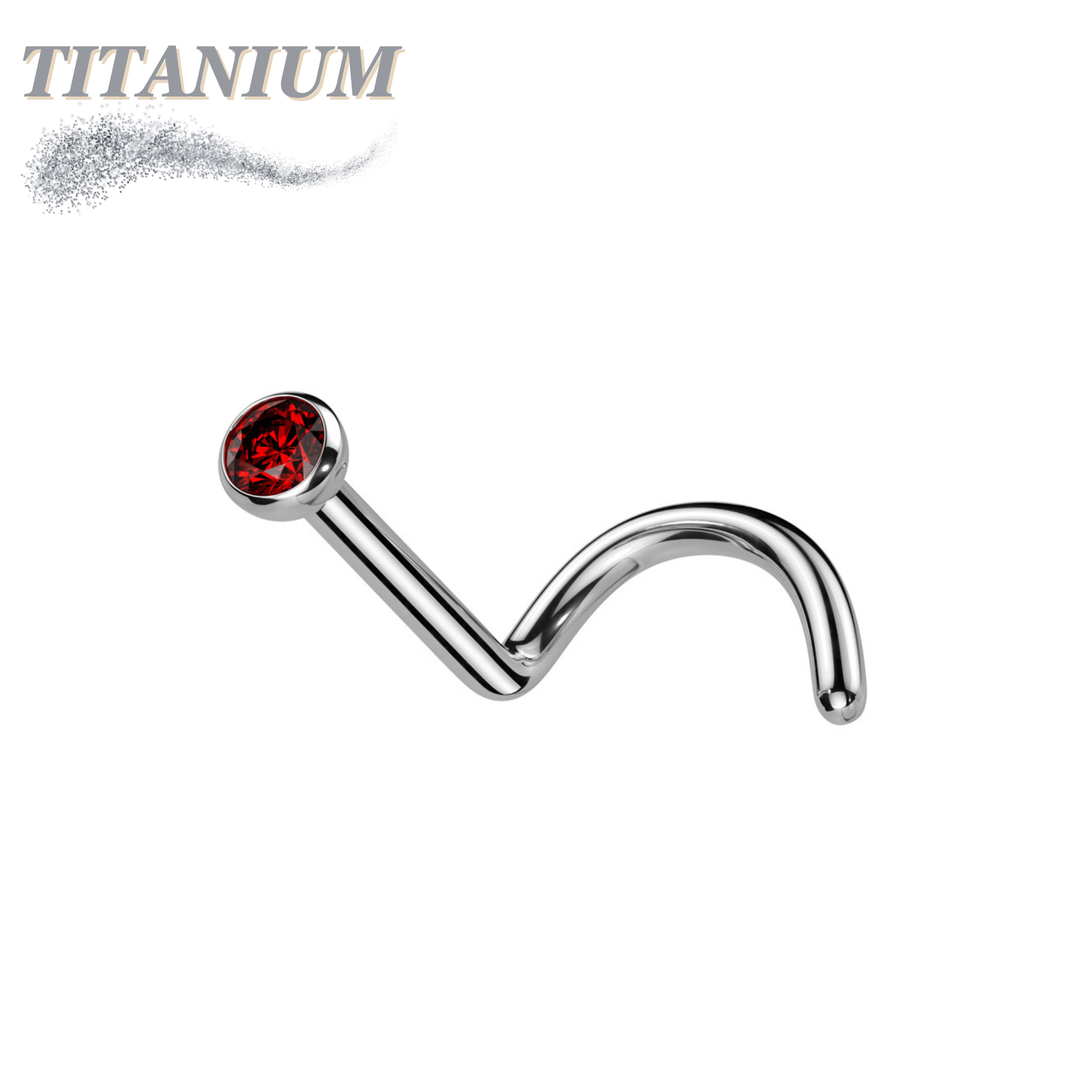Titanium Nostril Corkscrew with Press Fit Gem Ball Top