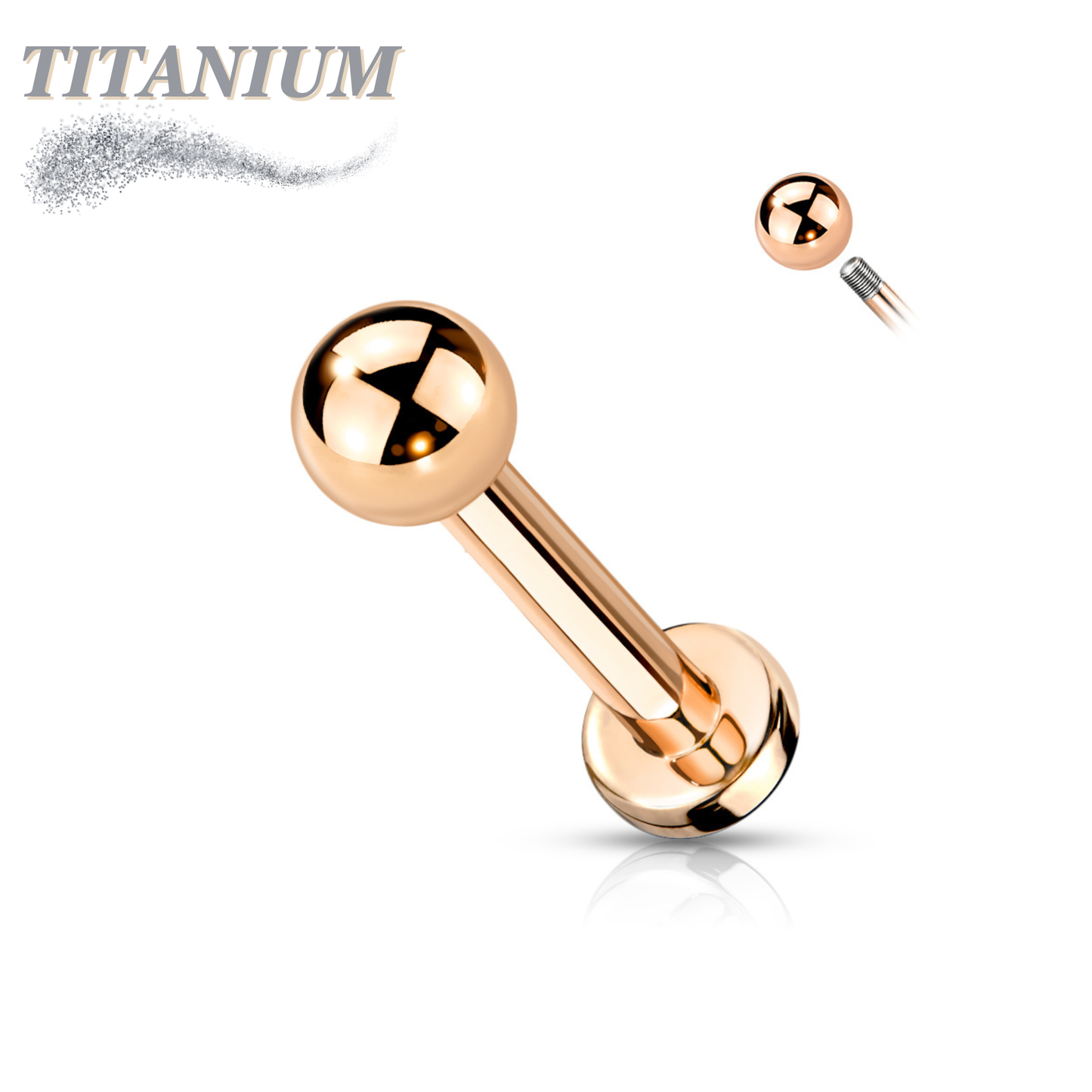 Titanium Colored Labrets with External Thread Plain Ball