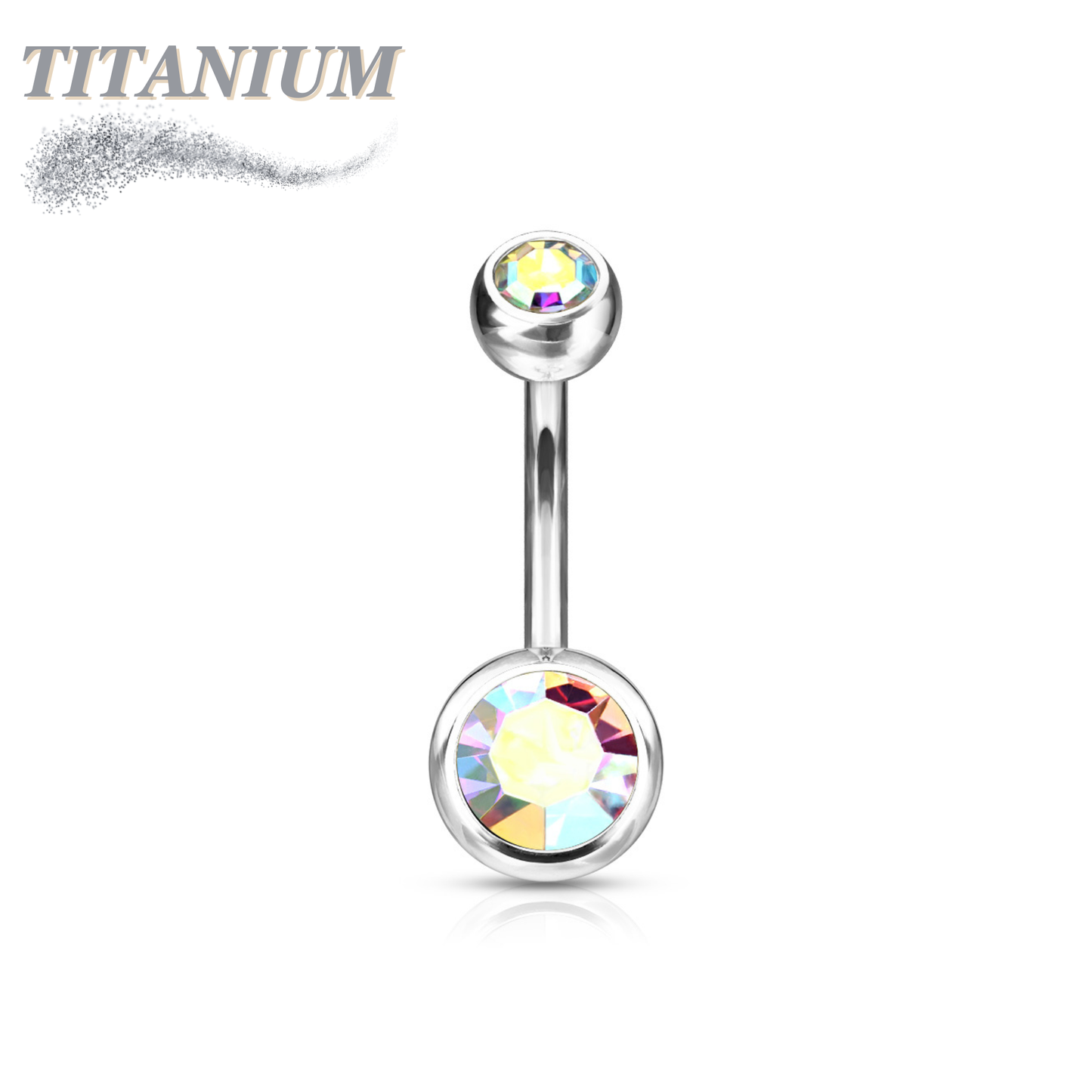 Titanium Standard Double Gem Belly Banana External Thread
