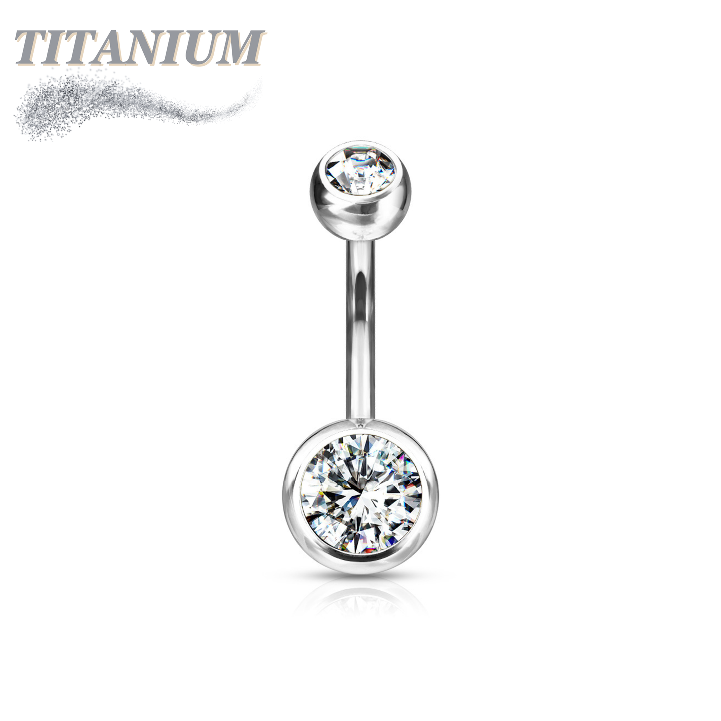 Titanium Standard Double Gem Belly Banana External Thread