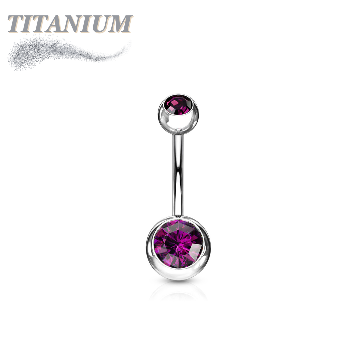 Titanium Standard Double Gem Belly Banana External Thread