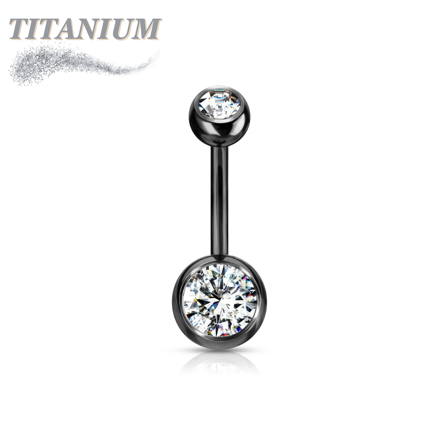 Titanium Standard Double Gem Belly Banana External Thread