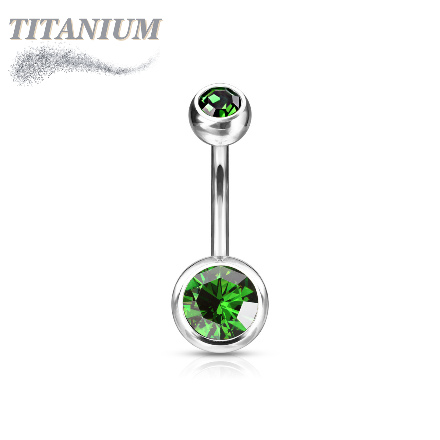 Titanium Standard Double Gem Belly Banana External Thread