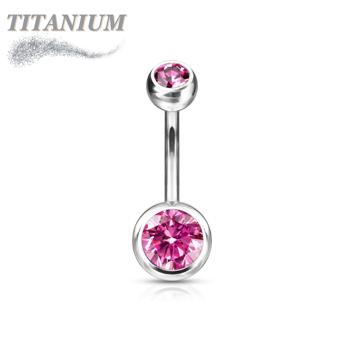 Titanium Standard Double Gem Belly Banana External Thread