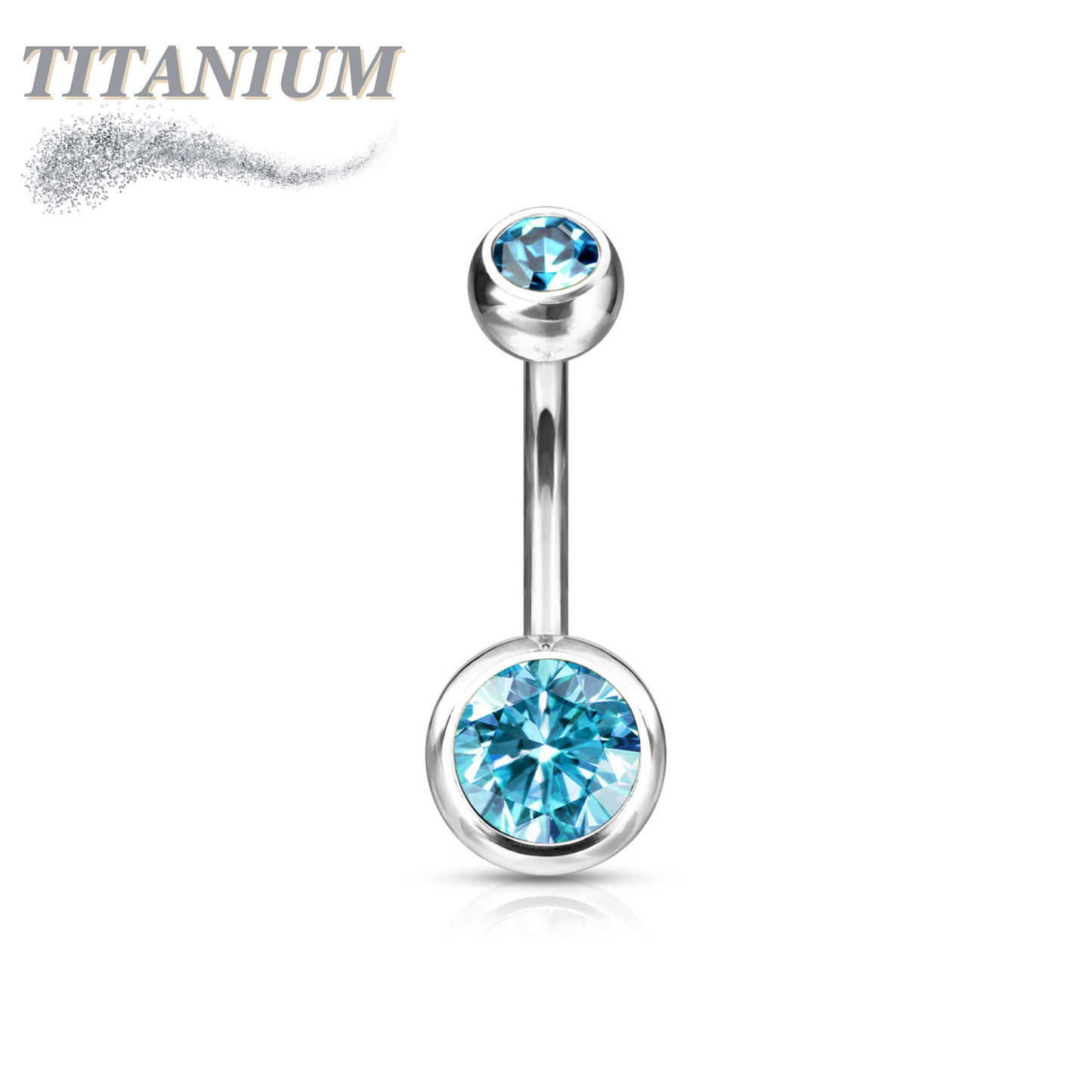 Titanium Standard Double Gem Belly Banana External Thread