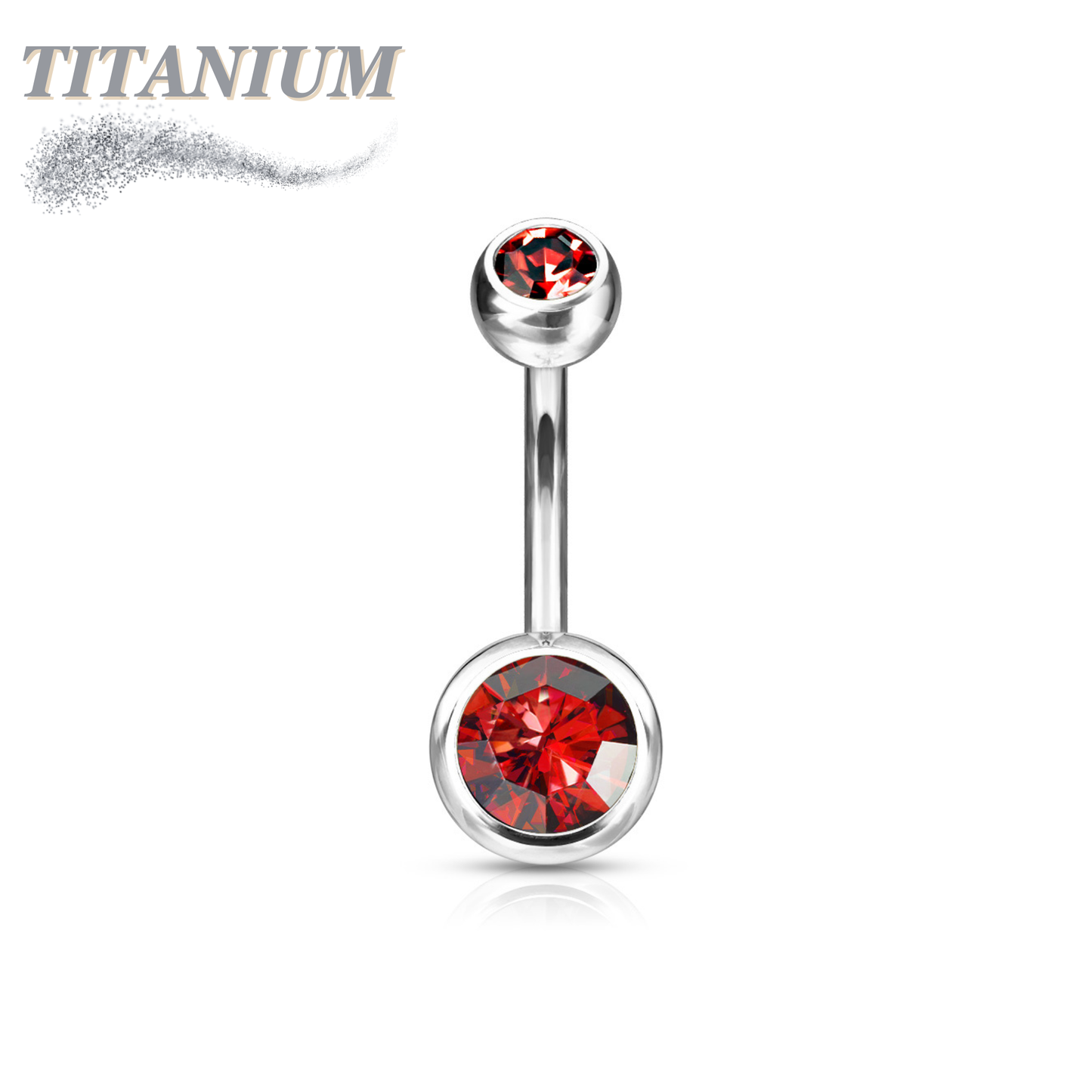 Titanium Standard Double Gem Belly Banana External Thread