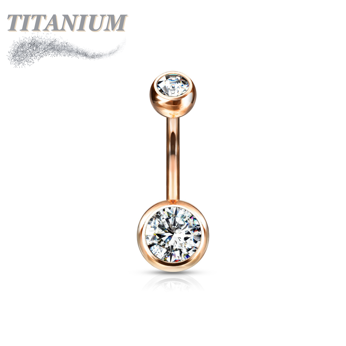 Titanium Standard Double Gem Belly Banana External Thread