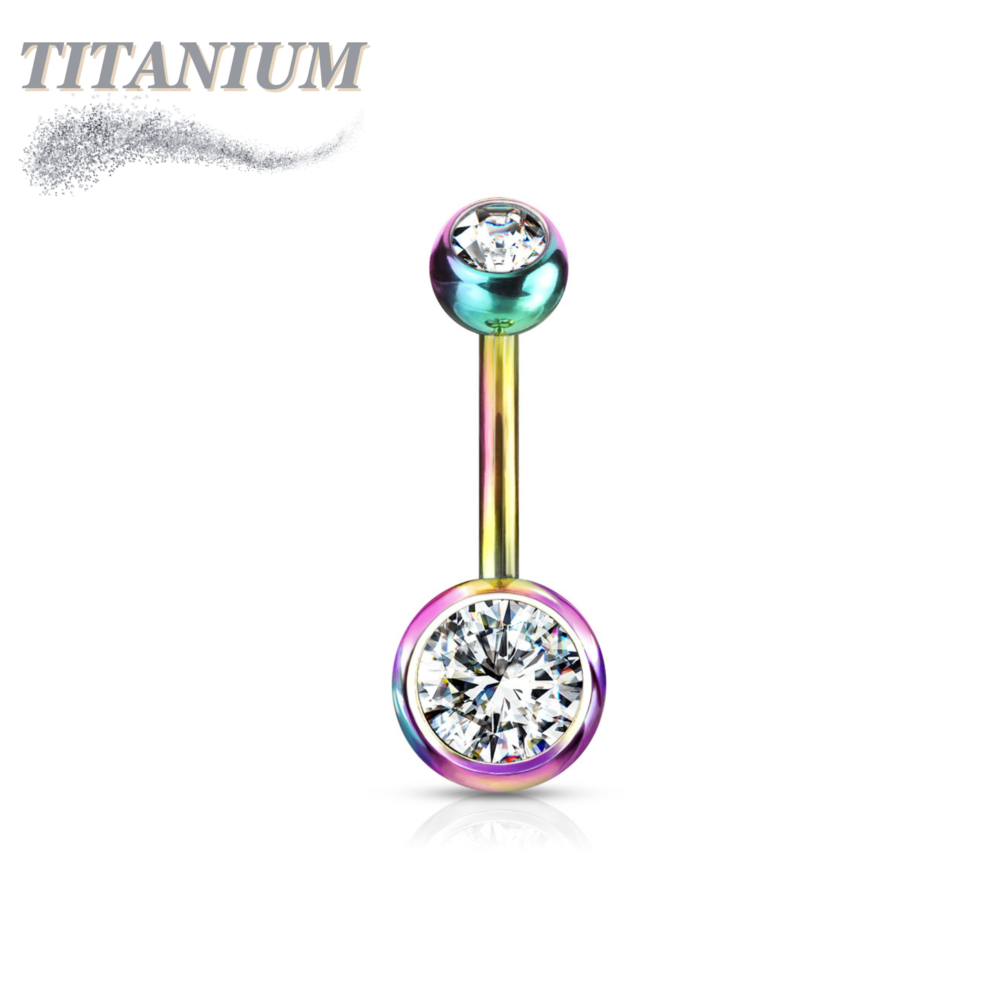Titanium Standard Double Gem Belly Banana External Thread