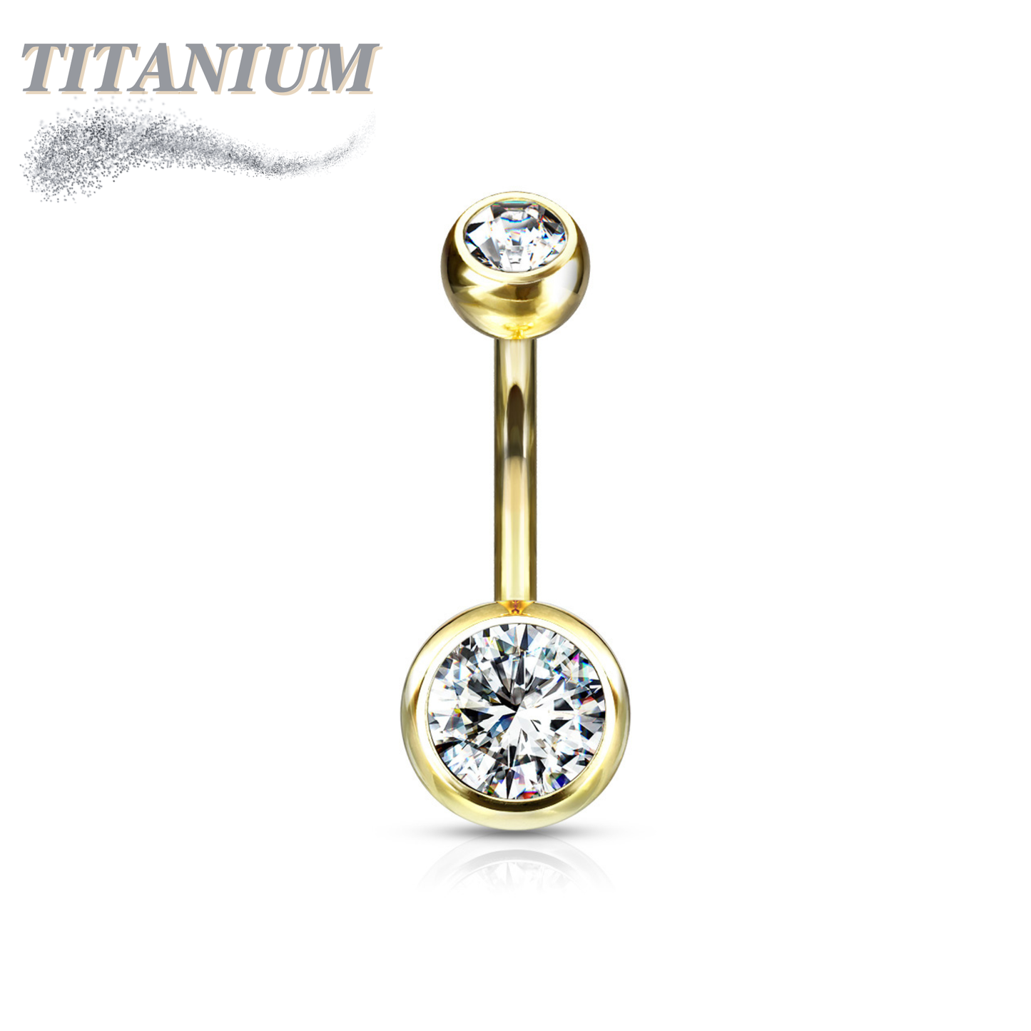 Titanium Standard Double Gem Belly Banana External Thread