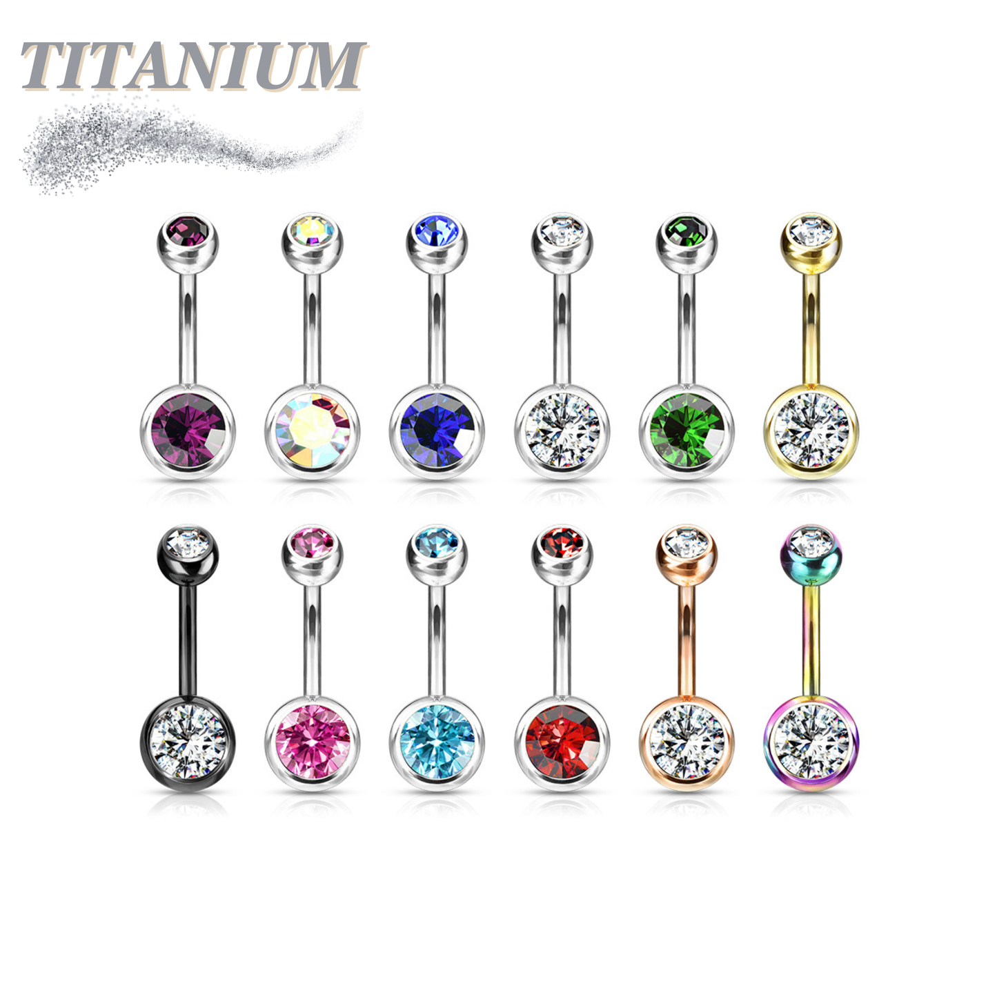 Titanium Standard Double Gem Belly Banana External Thread