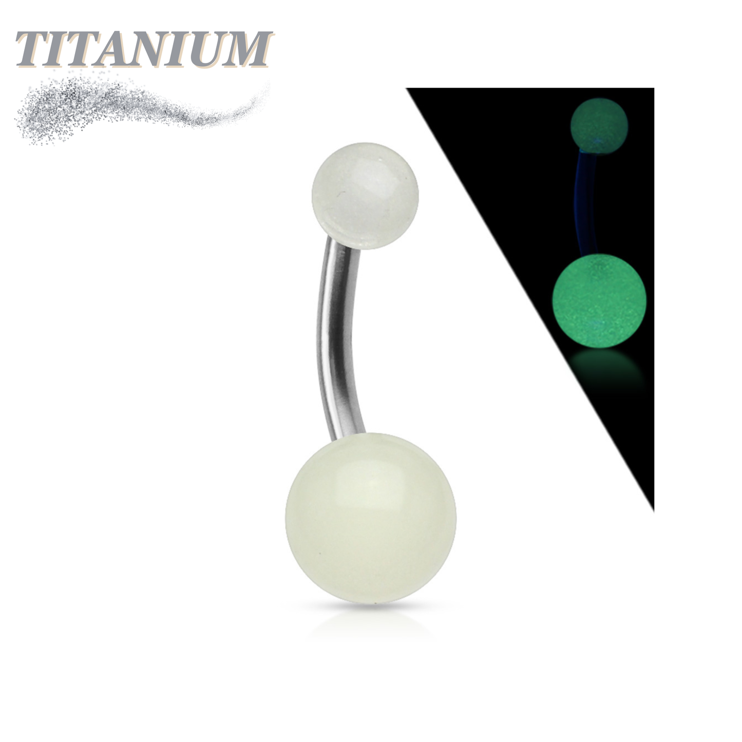 Glow in the Dark Titanium Belly Banana External Thread