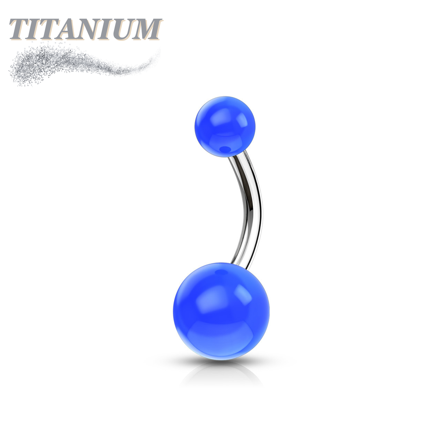 Titanium Belly Banana with Acrylic Solid Colored Balls External Thread