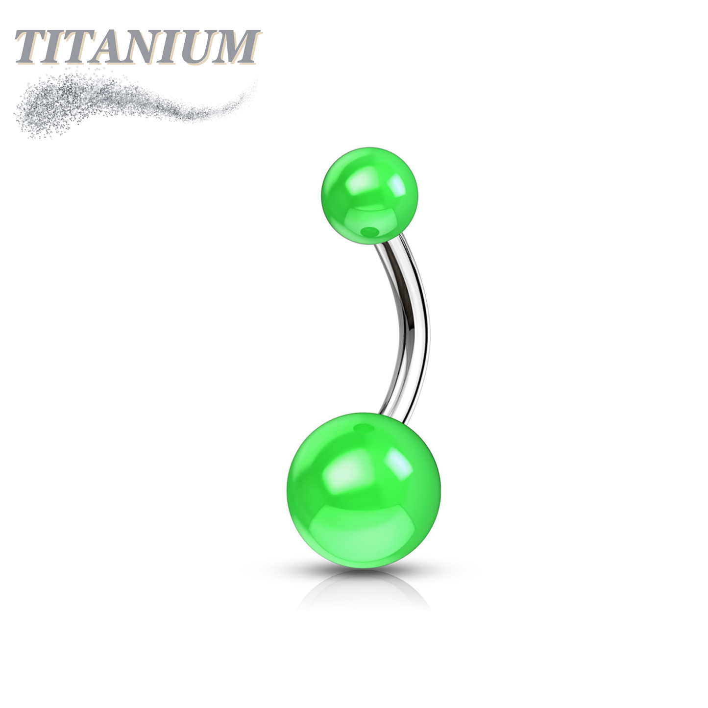 Titanium Belly Banana with Acrylic Solid Colored Balls External Thread