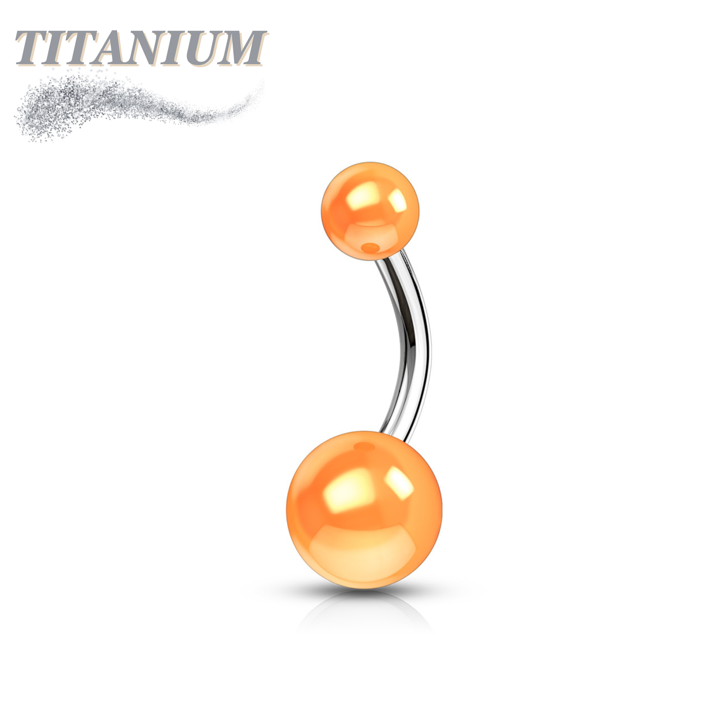 Titanium Belly Banana with Acrylic Solid Colored Balls External Thread