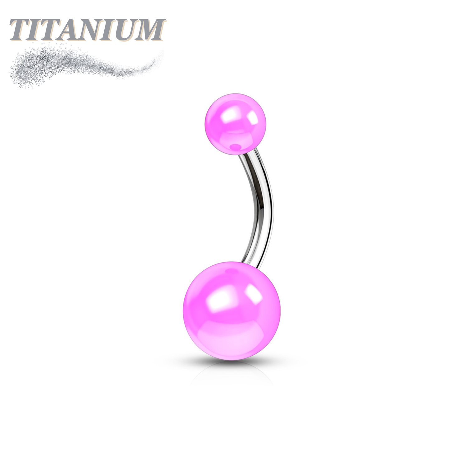 Titanium Belly Banana with Acrylic Solid Colored Balls External Thread