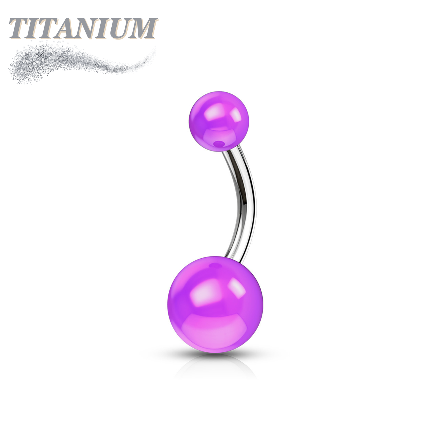 Titanium Belly Banana with Acrylic Solid Colored Balls External Thread
