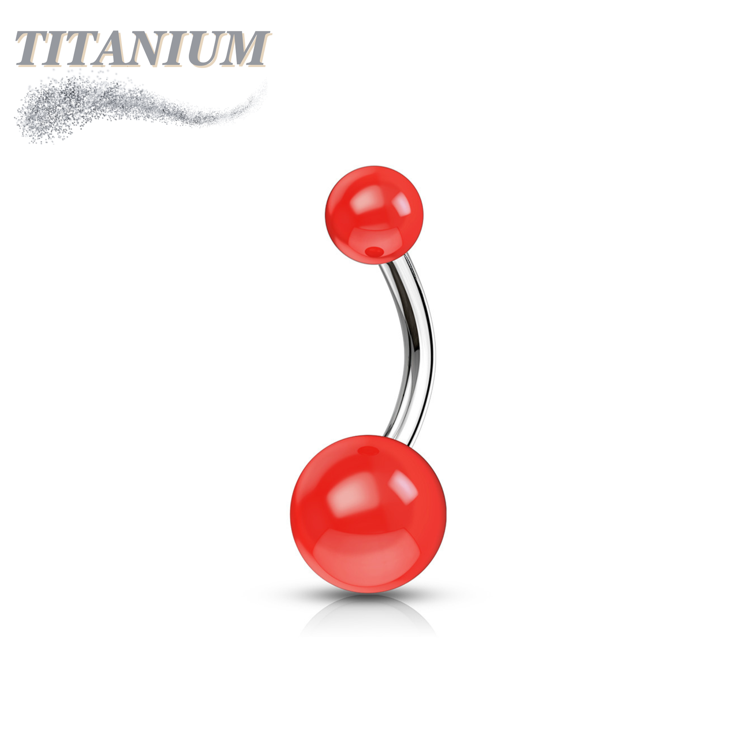 Titanium Belly Banana with Acrylic Solid Colored Balls External Thread