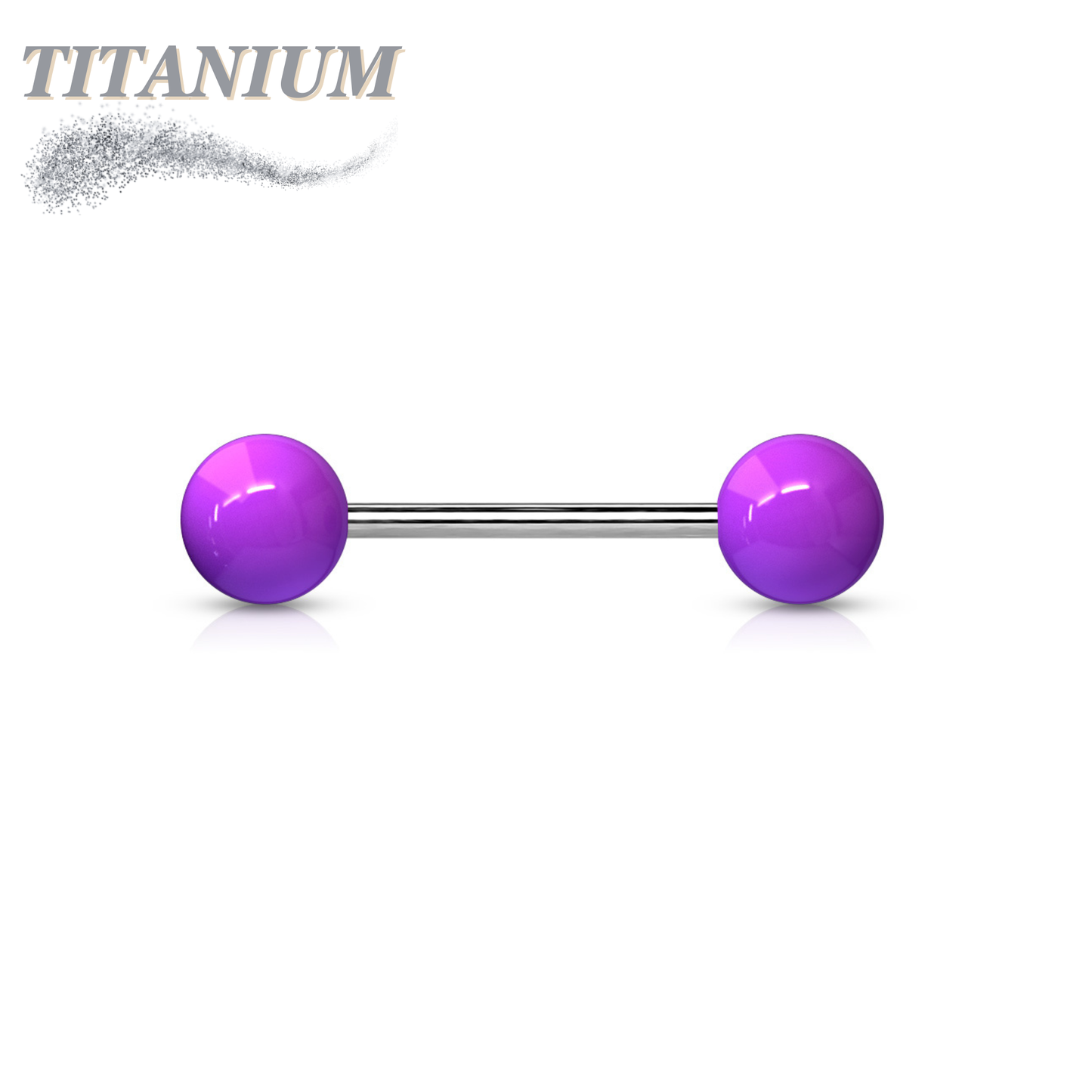 Titanium Nipple/Tongue Barbell with Acrylic Balls