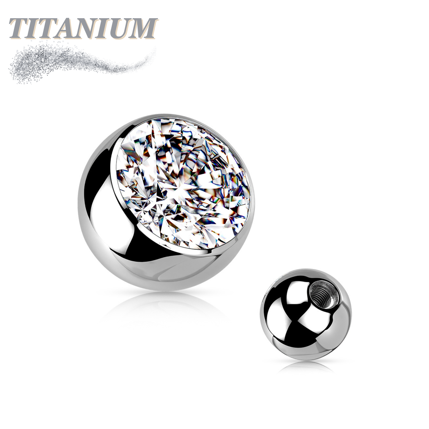 Externally Threaded Press Fit Gem Titanium Ball Ends