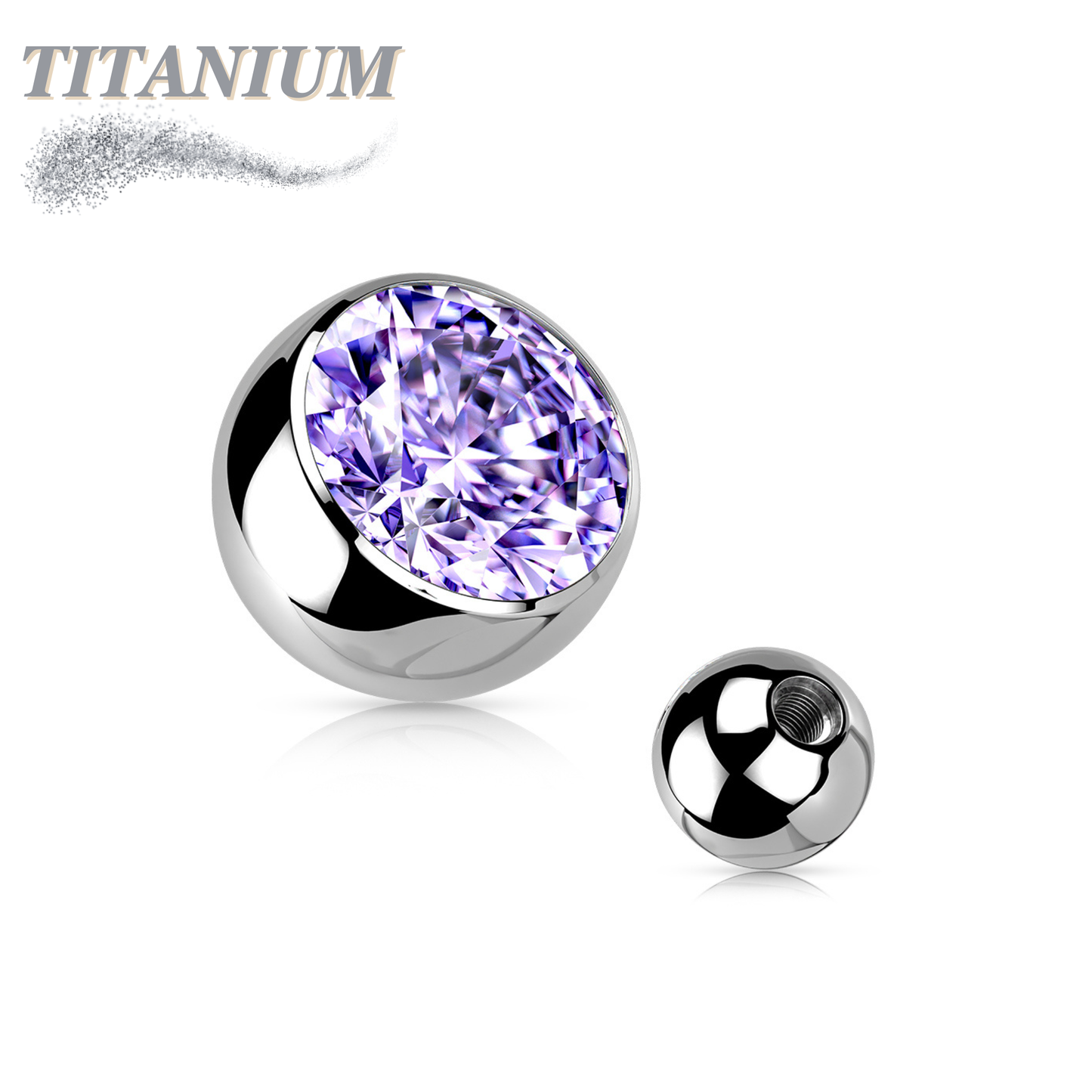 Externally Threaded Press Fit Gem Titanium Ball Ends