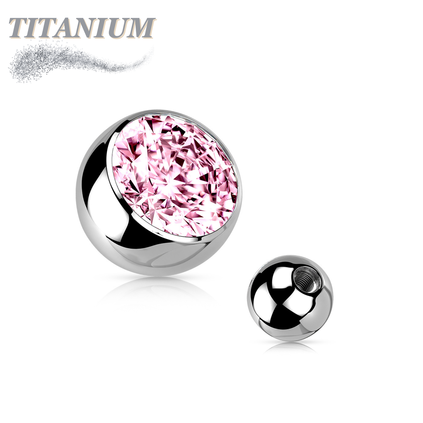 Externally Threaded Press Fit Gem Titanium Ball Ends