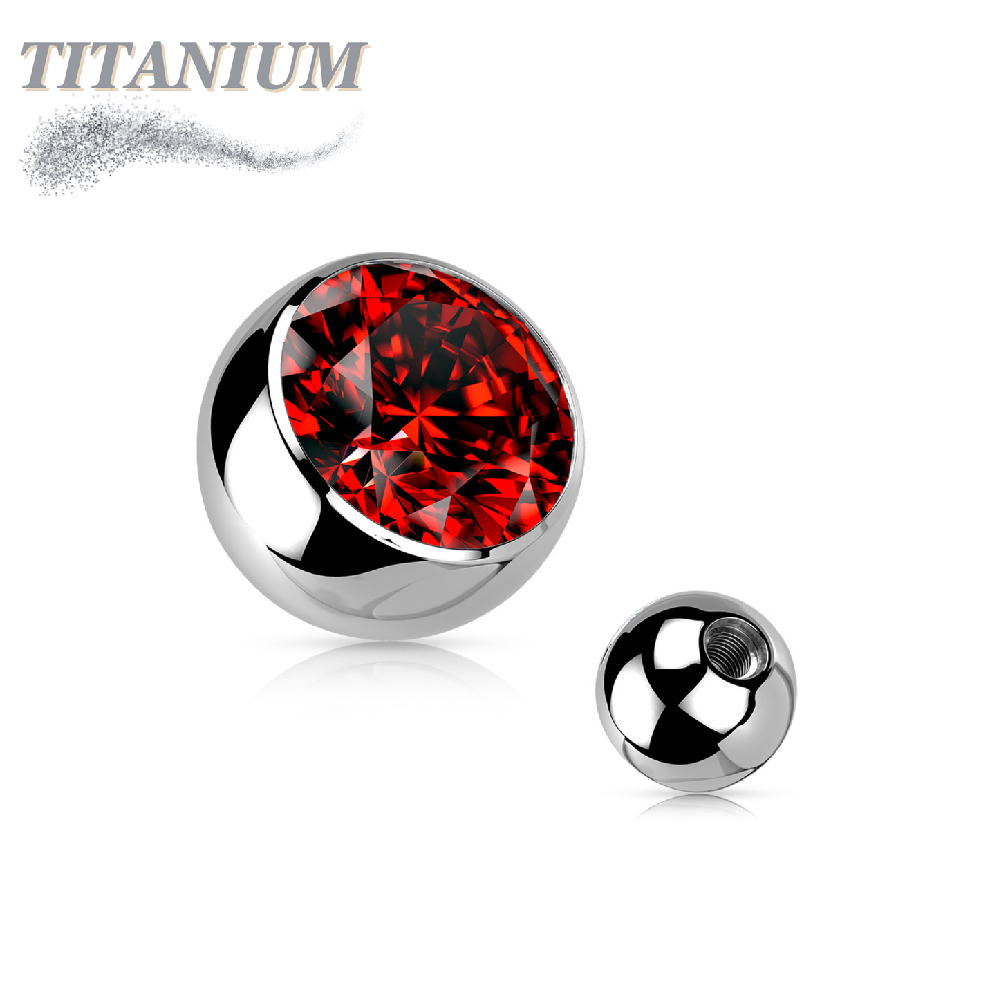 Externally Threaded Press Fit Gem Titanium Ball Ends