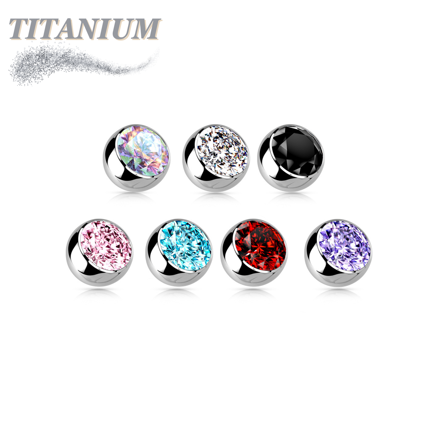 Externally Threaded Press Fit Gem Titanium Ball Ends