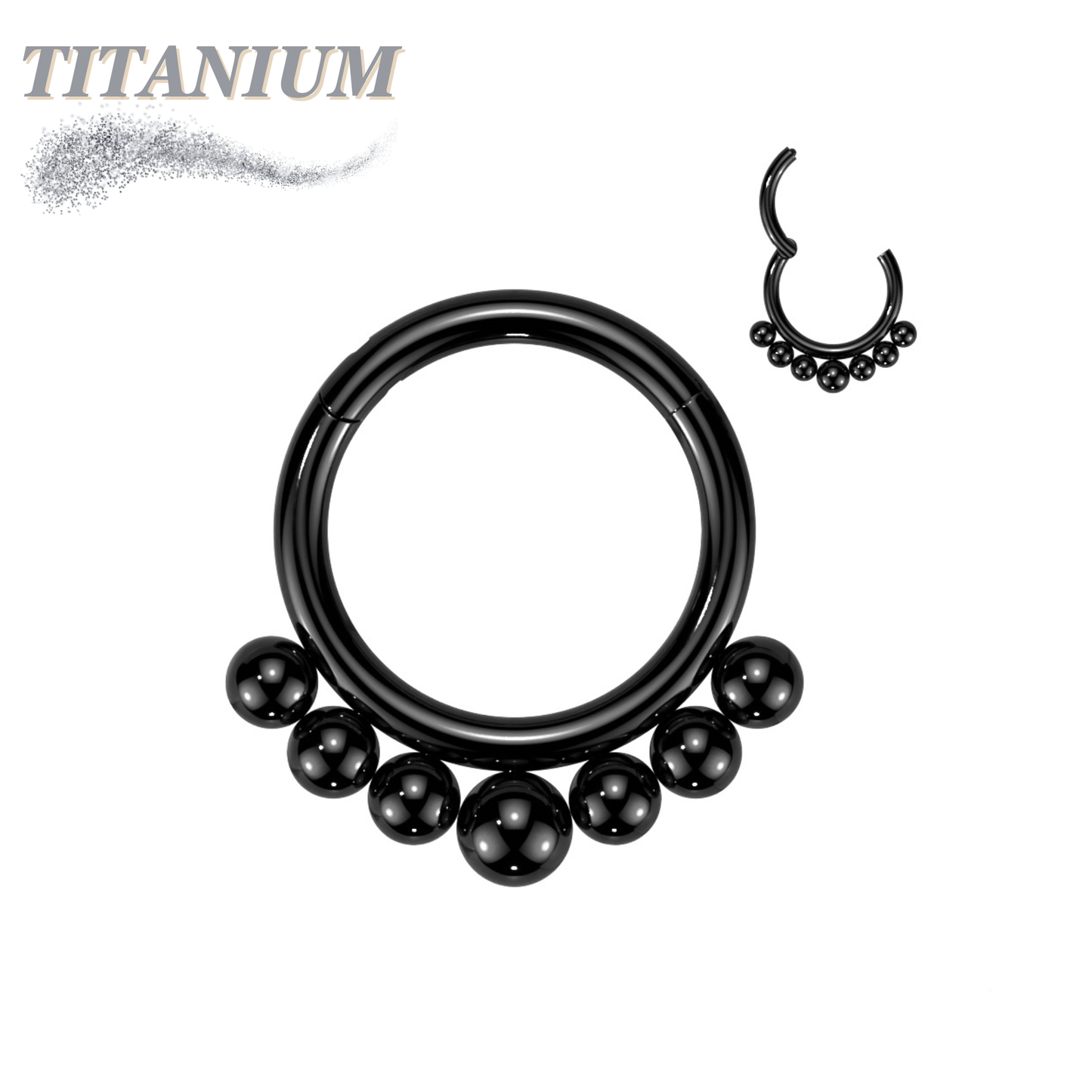 Titanium Graduated Ball Lined Hinged Ring