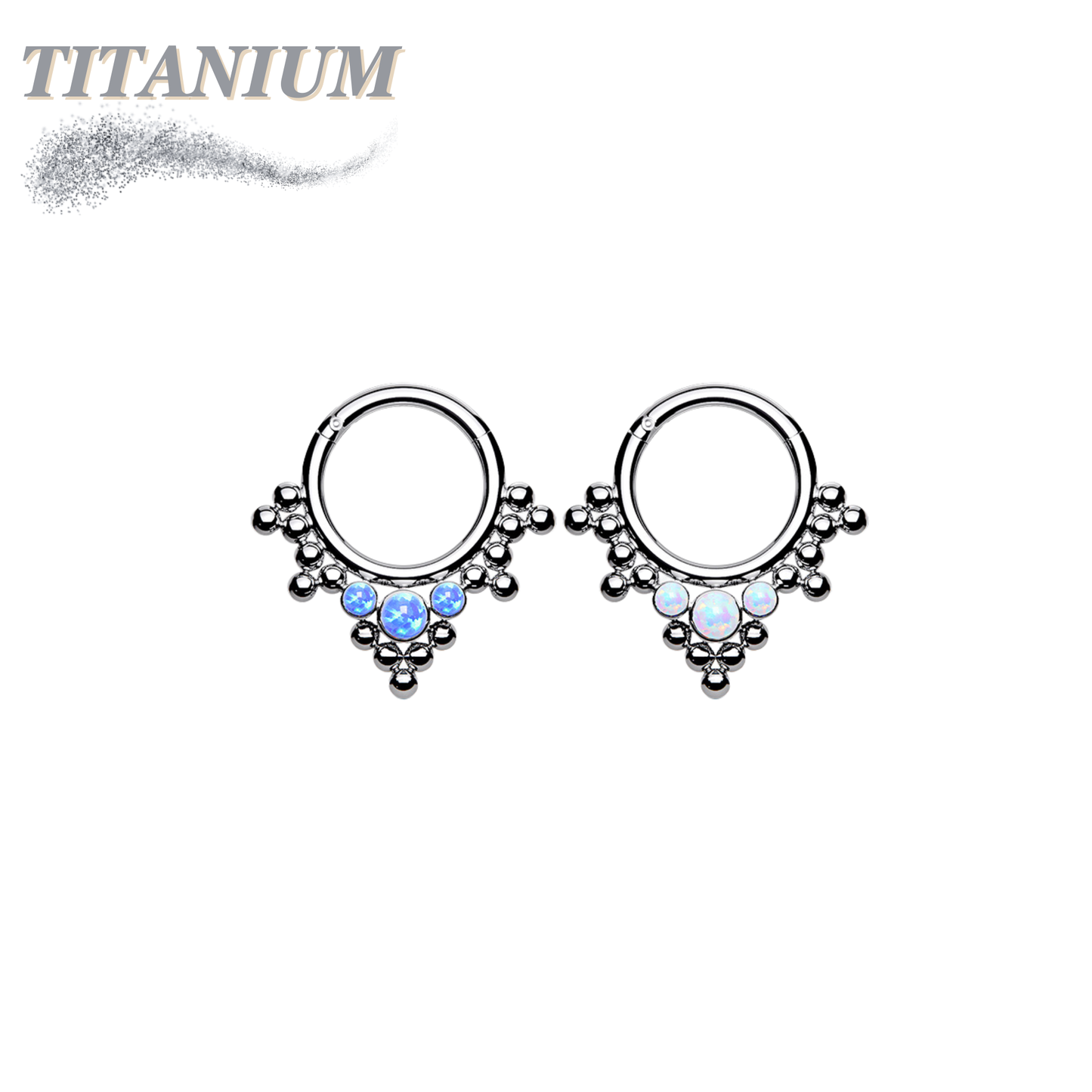 Titanium Clicker Tribal Opal Bead Setting