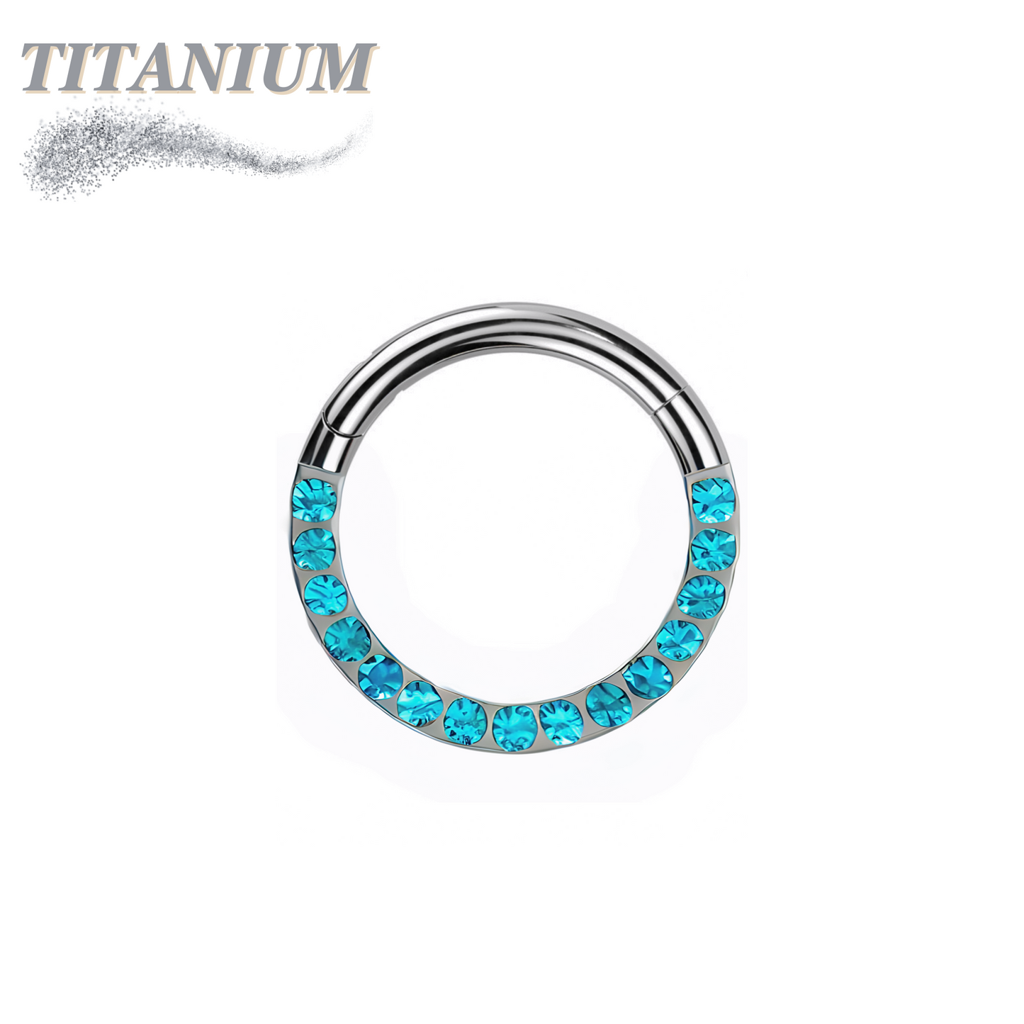 Titanium Hinged Ring with CNC Set CZ/Pearl Lined Paved Front
