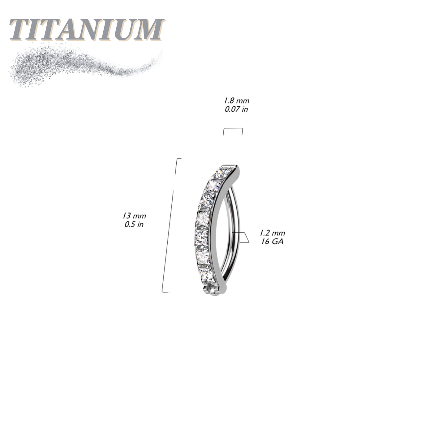 Titanium Hinged CZ Band Ring in 16G for Brow & Rook