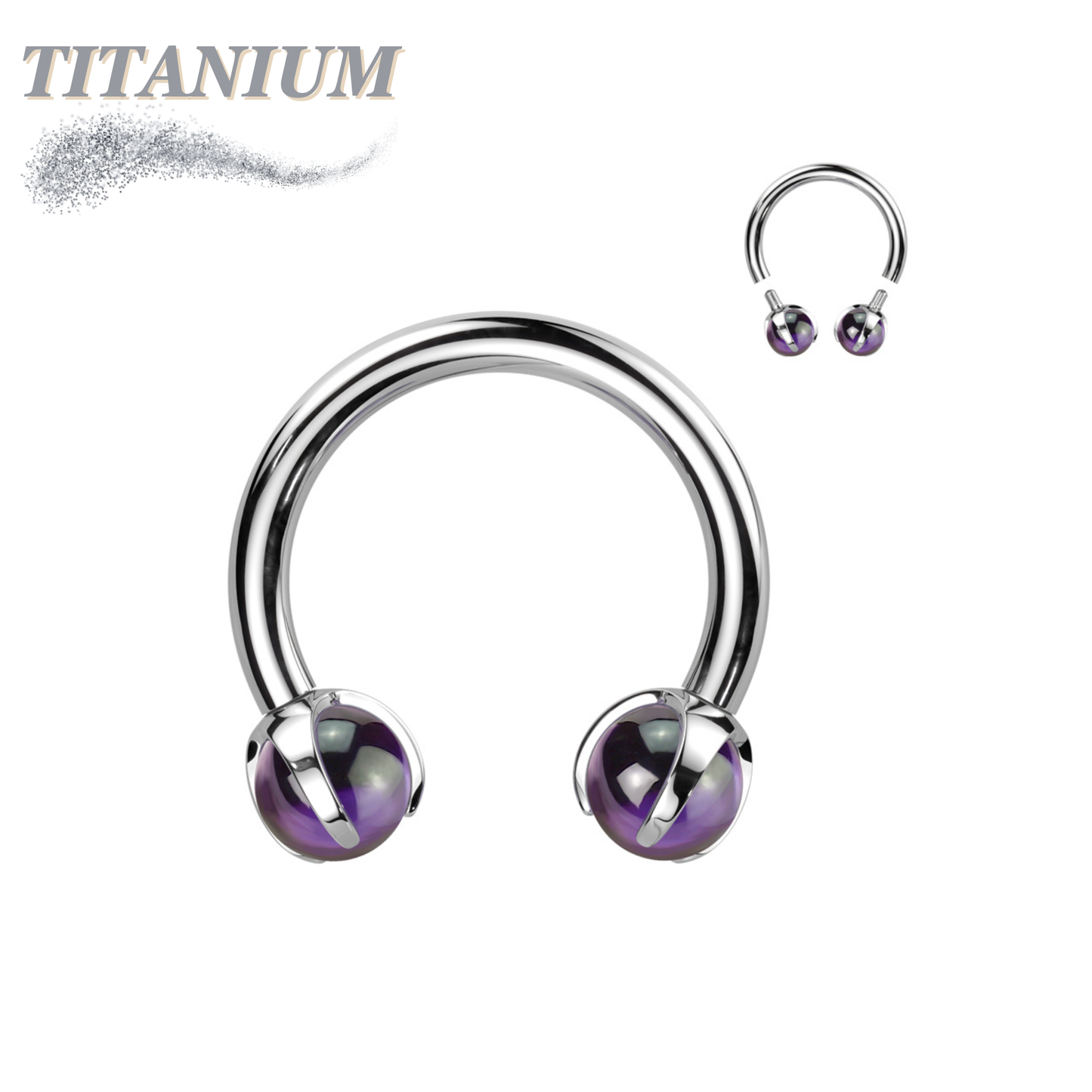 Titanium Internal Thread Claw Set Natural Stone Horseshoe