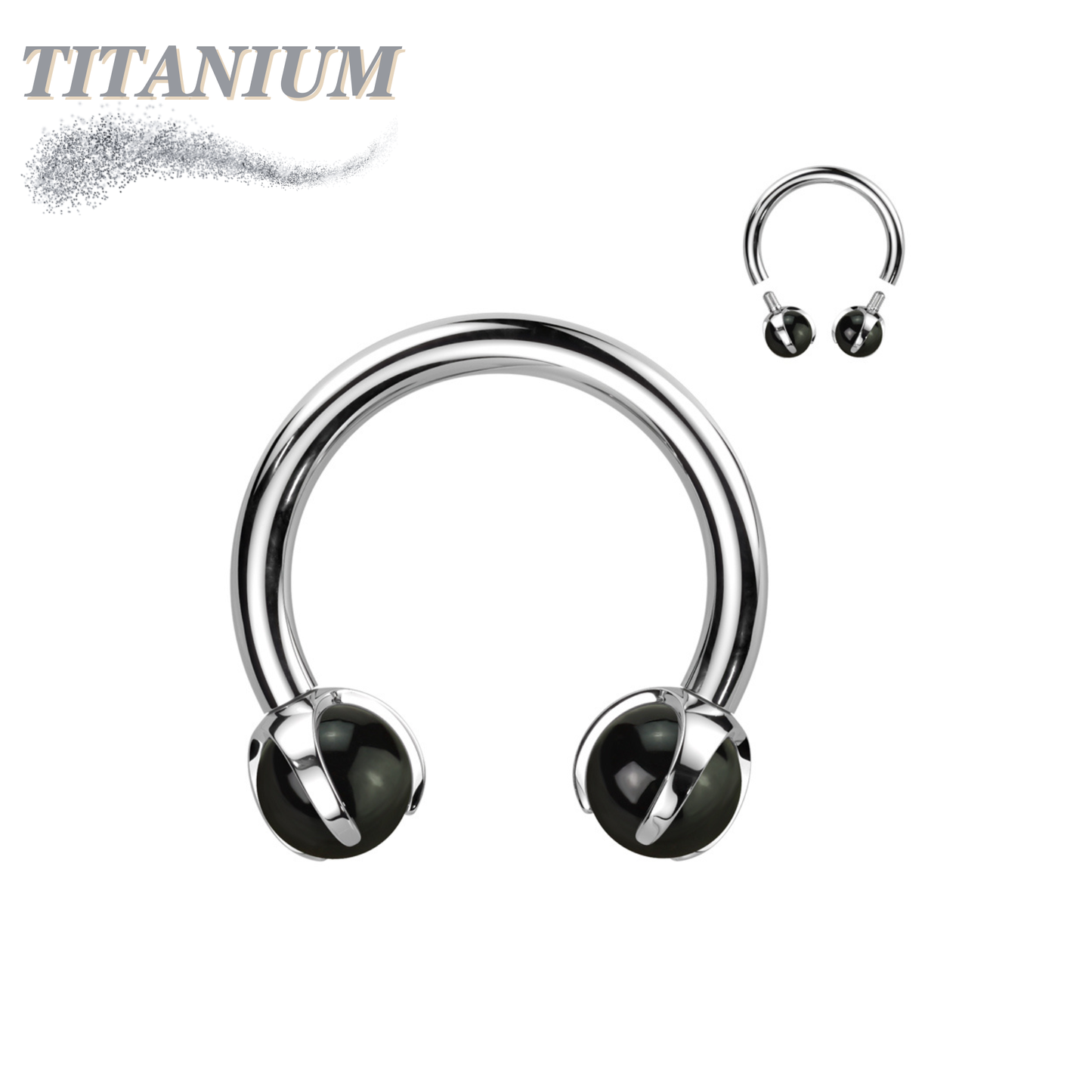Titanium Internal Thread Claw Set Natural Stone Horseshoe