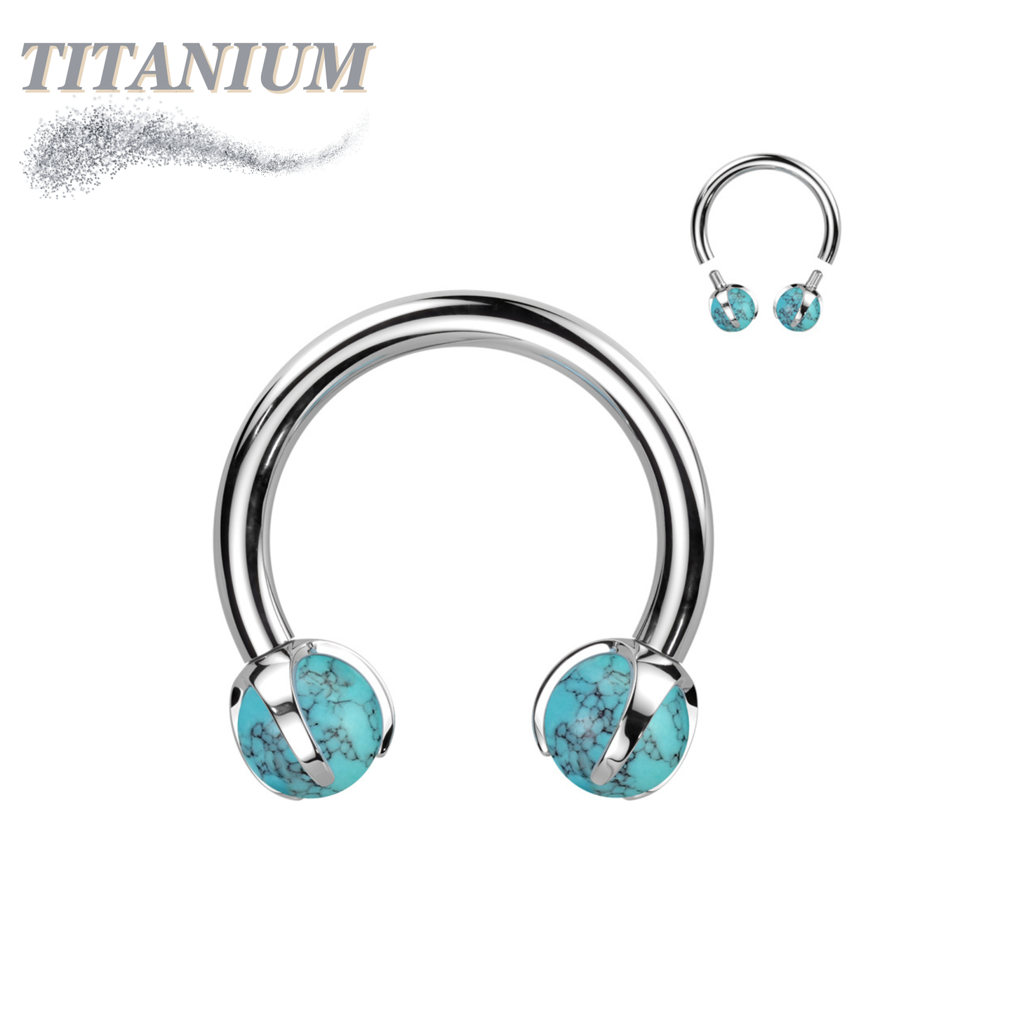 Titanium Internal Thread Claw Set Natural Stone Horseshoe