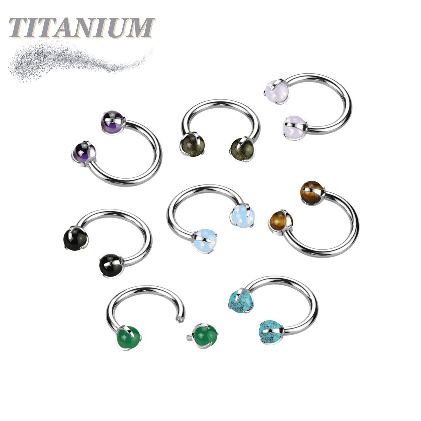 Titanium Internal Thread Claw Set Natural Stone Horseshoe