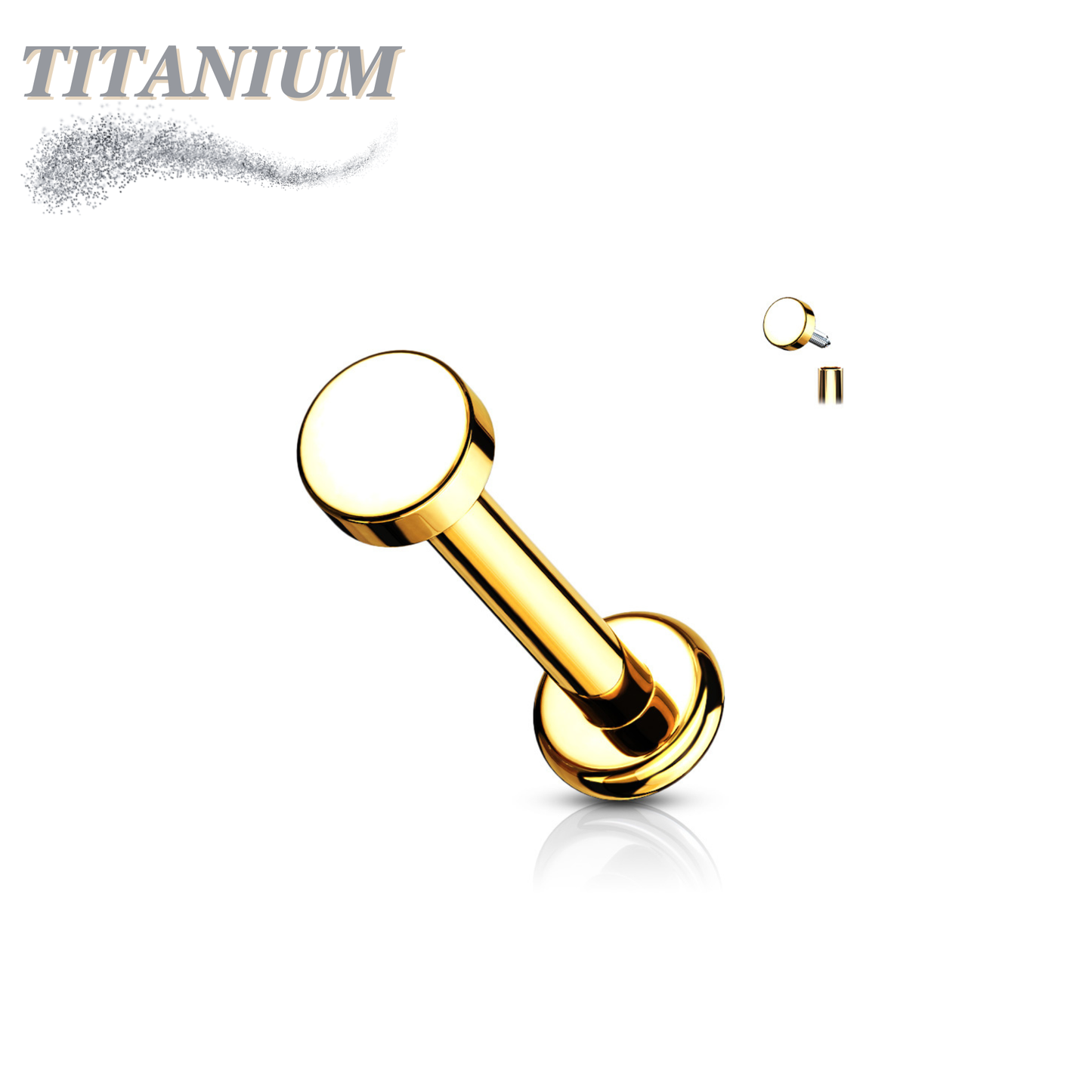 Internally Threaded Titanium Flat Disc Labret