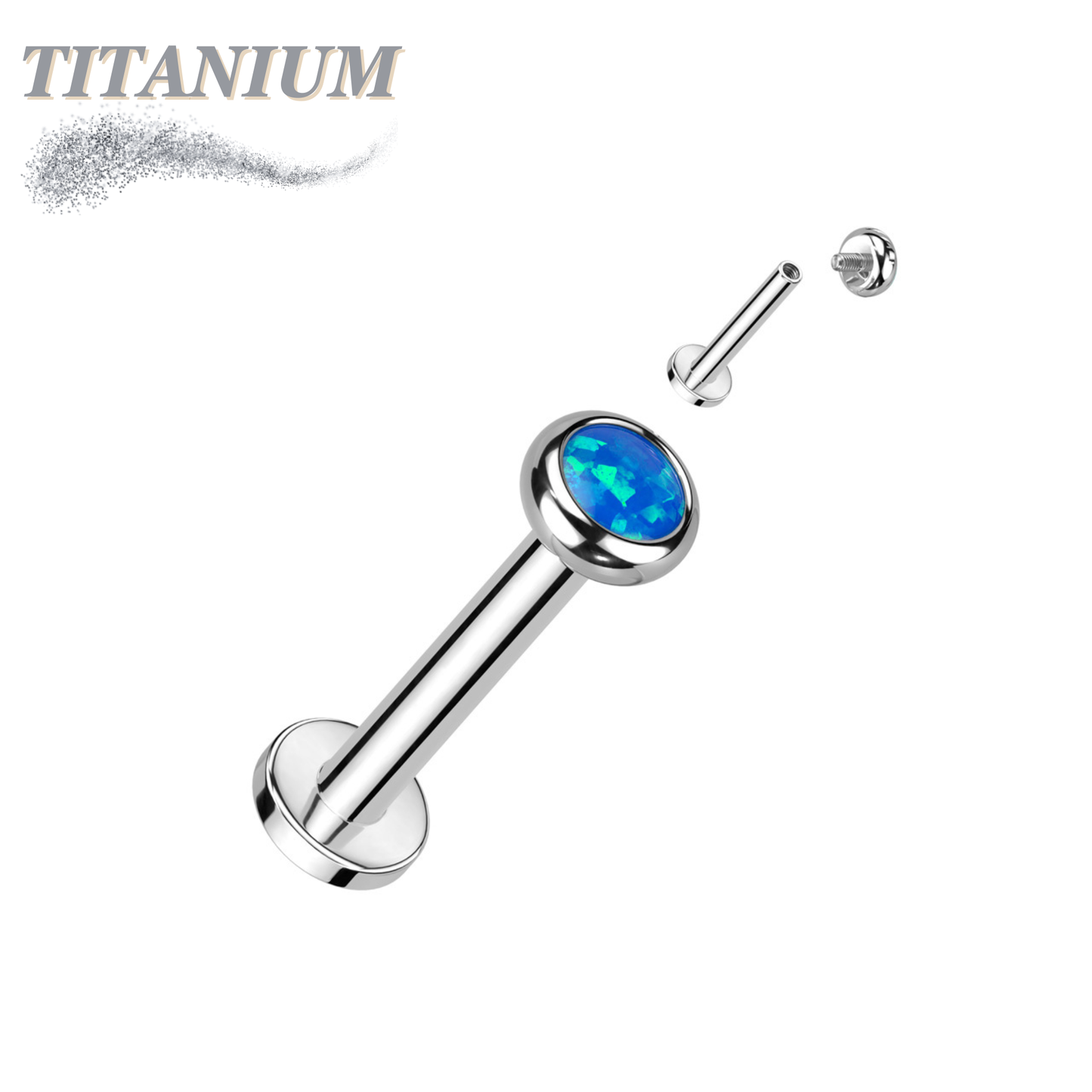 Titanium Internal Thread Labret with CZ Bezel Set Flat Top