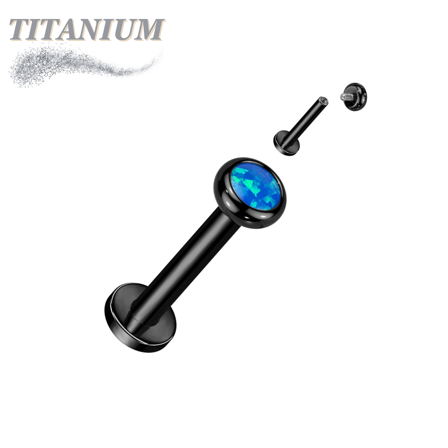 Titanium Internal Thread Labret with CZ Bezel Set Flat Top