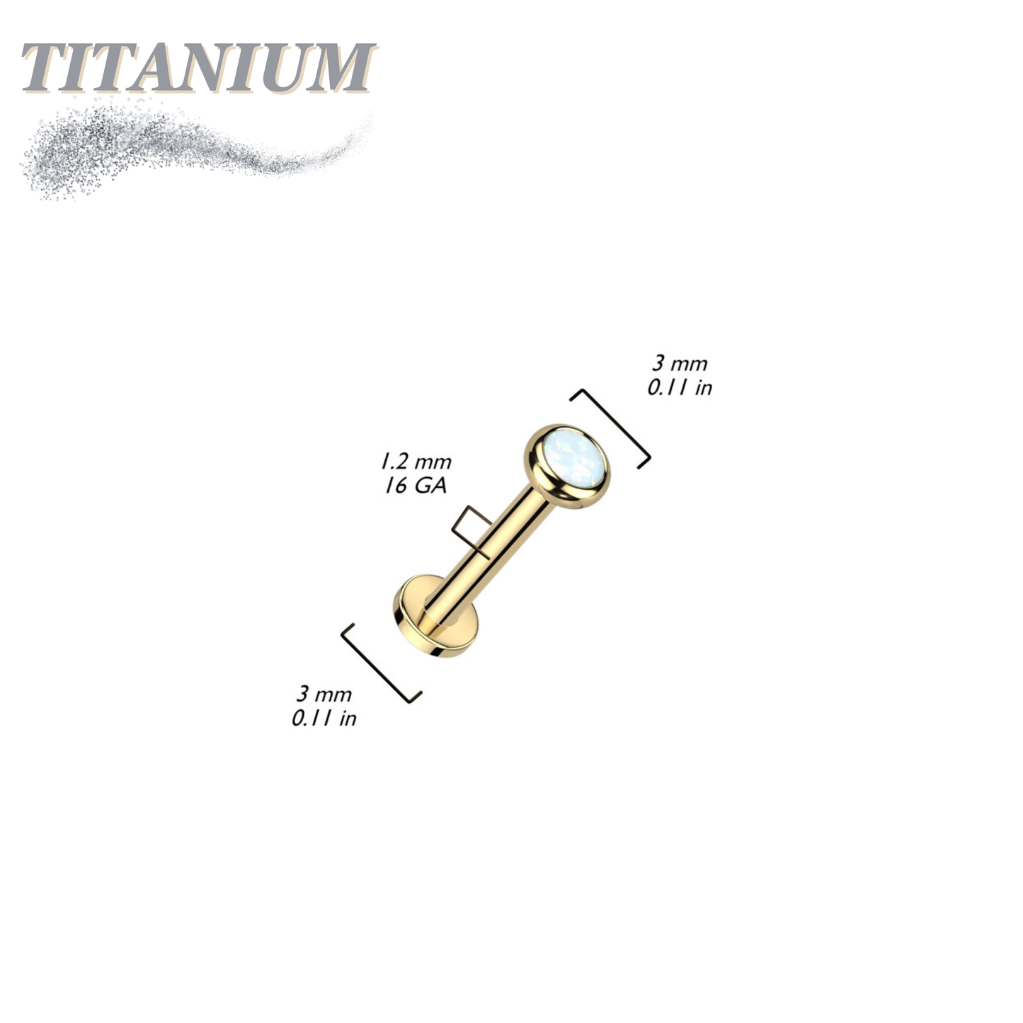 Titanium Internal Thread Labret with CZ Bezel Set Flat Top