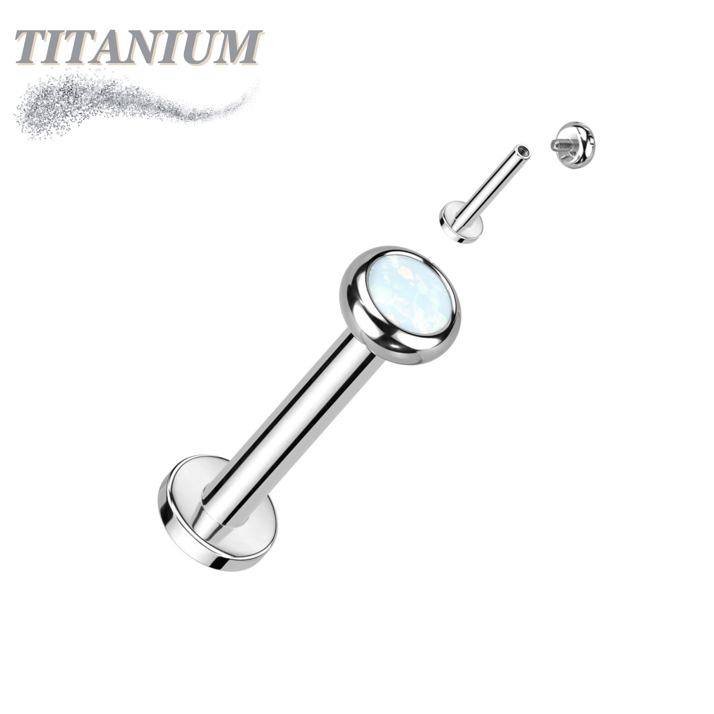 Titanium Internal Thread Labret with CZ Bezel Set Flat Top