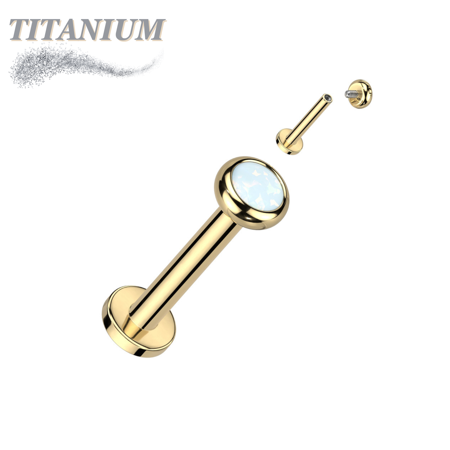 Titanium Internal Thread Labret with CZ Bezel Set Flat Top