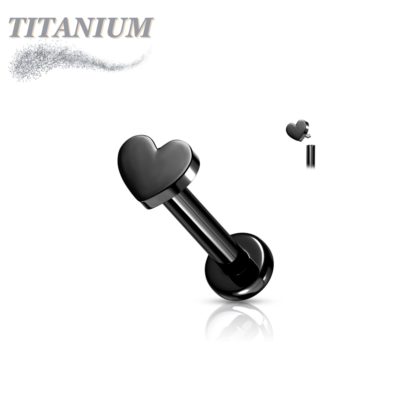 Internally Threaded Titanium Heart Top Labret