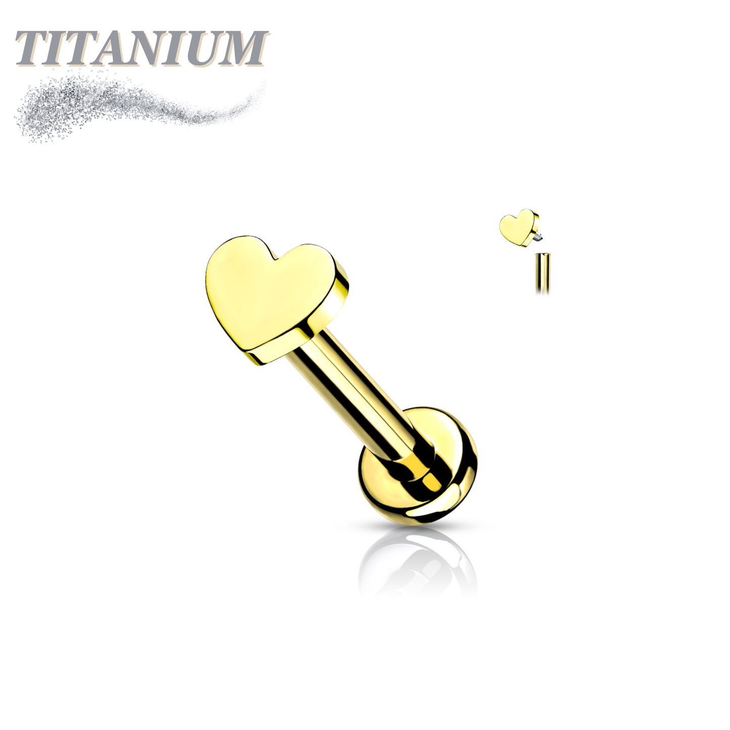 Internally Threaded Titanium Heart Top Labret