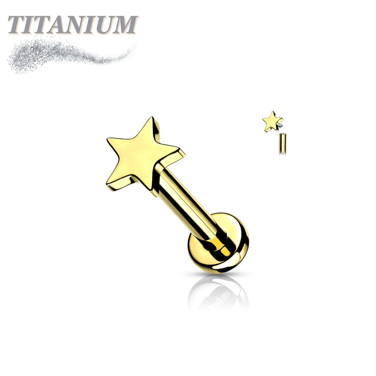 Titanium Internally Threaded Star Top Labret