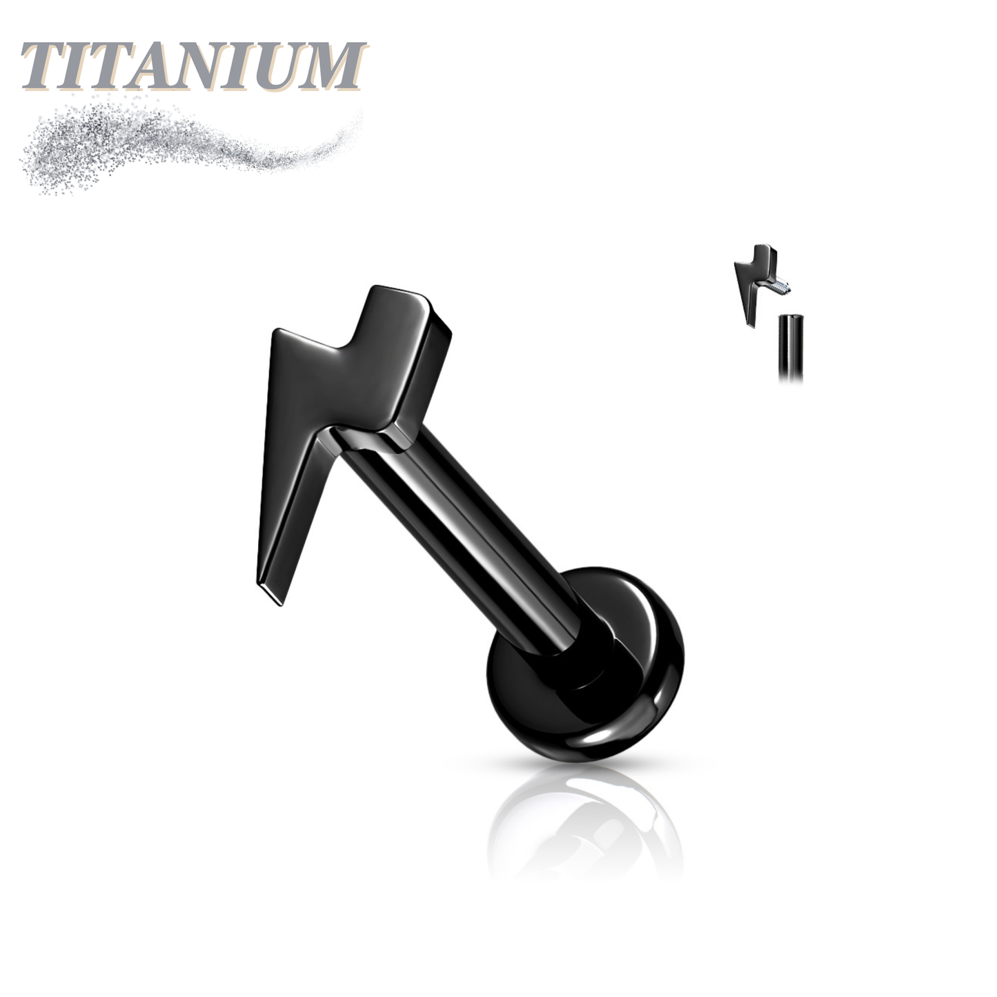 Titanium Internally Threaded Lightening Bolt Labret